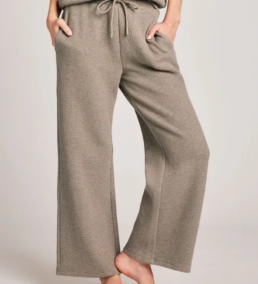 Waffle Knit Cropped Track Pant